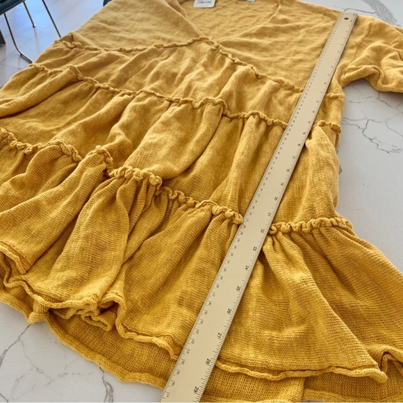 FREE PEOPLE Marykate Golden Yellow Tiered Sweater Flowy Ruffle Mini Dress - Picture 7 of 15